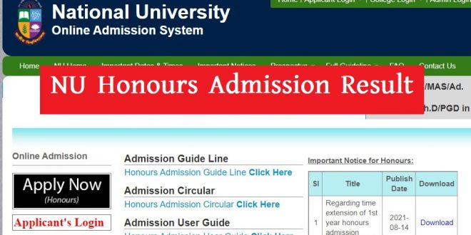 NU Honours Admission Result 2021