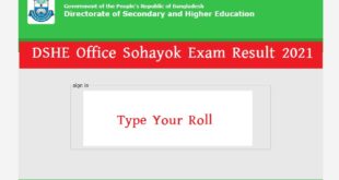 DSHE Office Sohayok Exam Result